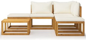 6 pcs conj. lounge jardim c/ almofadões madeira acácia maciça