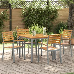 vidaXL Conjunto de Jantar de Jardim com 5 Peças em Madeira Sólida de Acácia e Metal