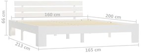 Estrutura de cama com cabeceira 160x200 cm pinho maciço branco