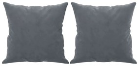Sofá 2 lug. c/ almofadas decorativas 140 cm veludo cinza-escuro