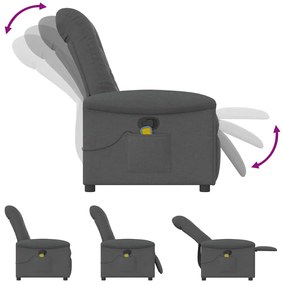 Poltrona de massagens reclinável tecido cinzento-escuro