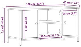 Gabinete de TV Madeira Antiga 100x40x50 cm Madeira de Engenharia e Aço