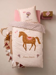 Conjunto capa de edredon + fronha de almofada, com algodão reciclado, ARIZONA DREAM branco estampado