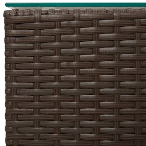 Mesas de apoio com tampo de vidro 3 pcs vime PE castanho
