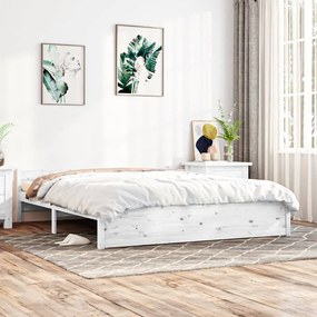 vidaXL Estrutura de cama 160x200 cm madeira maciça branco