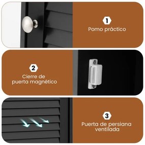 Armário de parede casa banho 42 x 16,5 x 70 cm com 3 prateleiras de arrumação e porta Móvel de banho com prateleira ajustável Preto