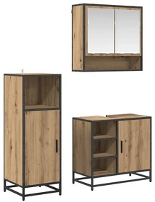 vidaXL Conjunto de Móveis para Banheiro 3 pcs Carvalho Artesanal