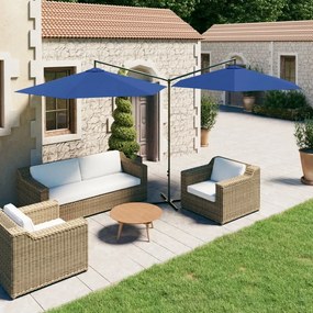 Guarda-sol de jardim duplo com poste de aço 600 cm azul-ciano
