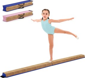 Trave de equilíbrio ginástica portátil dobrável de 240 CM com capa de camurça e espuma para equipamento de treino para crianças Azul