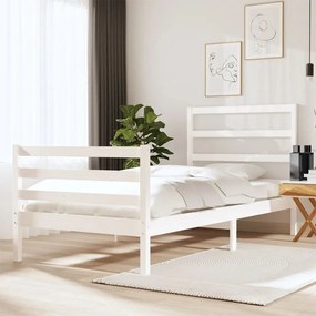 Estrutura cama solteiro 90x190 cm pinho maciço branco