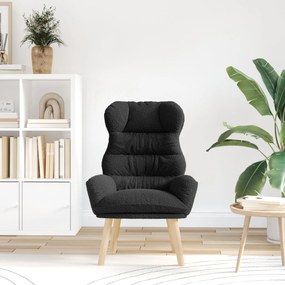 Cadeira Relaxante vidaXL Preta em Tecido Tipo Lã Cacheada
