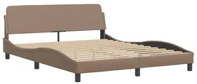 Cama com colchão 160x200 cm couro artificial cappuccino