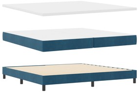 Cama Box Spring com Colchão Azul Escuro 200x200 cm Veludo