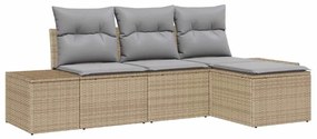 Conjunto de Sofá de Jardim em 4 Peças com Almofadas Beijas em Rattan S