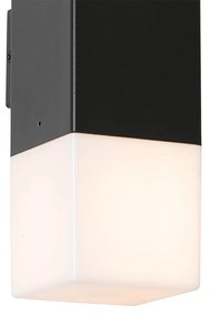 Candeeiro de parede exterior preto com abajur opala 2 luzes IP44 - Dinamarca Moderno