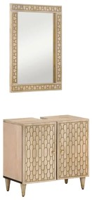 vidaXL 2 pcs conj. móveis p/ casa de banho madeira mangueira maciça