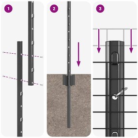 Conjunto de Cerca de Jardim 2 unidades Cinza Aço Galvanizado