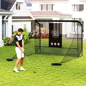 Rede de treino de golfe com redes laterais amovíveis, tecido branco e saco de transporte portátil para uso interior e exterior, 305 x 326 x 225 cm