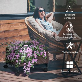 Floreira de Plástico com Rodas Floreira de Jardim com Orifícios de Dre