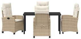 Conjunto de Jantar de Jardim com 5 Peças e Almofadas - Rattan de Polié