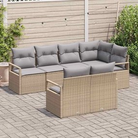Conjunto de Sofá de Jardim de 7 Peças com Almofadas em Rattan Sintétic