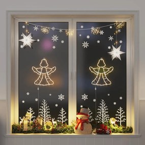 vidaXL Luzes de Natal anjo silhueta 2 pcs 50 LEDs branco quente