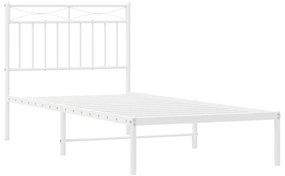 Estrutura de cama com cabeceira 90x190 cm metal branco