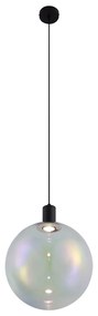 Candeeiro suspenso de design preto com vidro transparente 35cm - Mallon Design