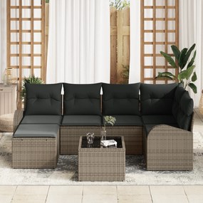 Conjunto de Sofá de Jardim vidaXL 6 Peças com Almofadas Rattan Poliést