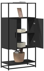 Armário alto 68x35x139 cm derivados madeira e metal preto