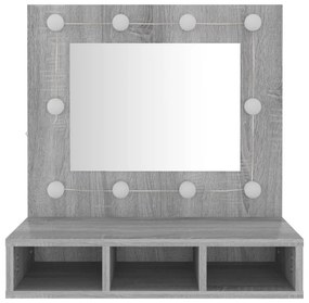 Armário espelhado com LED 60x31,5x62 cm sonoma cinza