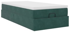 Estrutura de cama otomana colchão 90x200 cm veludo verde escuro