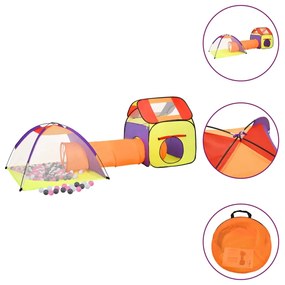 3107732 vidaXL Tenda de brincar infantil com 250 bolas 338x123x111 cm multicor