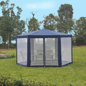 Tenda de Jardim Hexagonal - 4x3m - Cor Azul