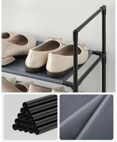 Sapateira de 10 níveis 33 x 33 x 173 cm com prateleiras cinzento