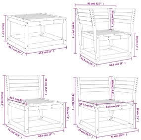 5 pcs conjunto lounge de jardim pinho maciço castanho-mel