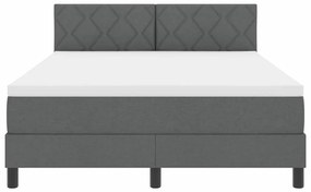Cama Box Spring da com Colchão &amp; LED Cinza Escuro 140x190 cm Tecido