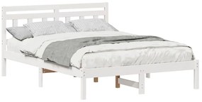 Estrutura da Cama Branco 140 x 190 cm Madeira de Pinheiro