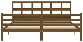 Estrutura cama c/ cabeceira 200x200cm maciço castanho-mel