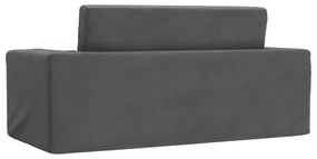 Sofá-cama infantil de 2 lugares pelúcia macia antracite