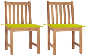 vidaXL Cadeiras de jardim c/ almofadões 2 pcs madeira de teca maciça