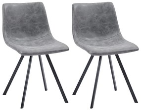 Cadeiras de jantar 2 pcs couro artificial cinzento