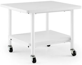 Bandeja para impressora sob a mesa com rodas de transporte Bandeja para impressora de 2 níveis 49 x 40 x 37 cm marrom