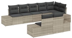 Conjunto de Sofás de Jardim com 8 peças e almofadas, cinza claro, em r