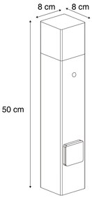 Balizador industrial para exterior castanho ferrugem com vidro fumado 50cm com sensor crepuscular - Denmark Industrial