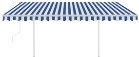 Toldo autom. LED e sensor de vento 4,5x3 m azul e branco