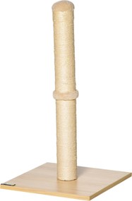 PawHut Coluna de Arranhar 60 cm de altura Arranhador para gatos até 5 kg com corda de sisal, Bege+Carvalho | Aosom Portugal