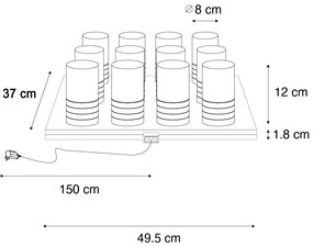 LED Conjunto de 12 Candeeiros de Mesa Bronze Escuro RGBW Recarregáveis Com Estação de Carregamento Incluída - Alessia Art Deco