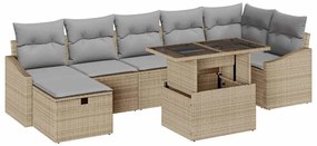 Conjunto de Sofás de Jardim 8 Peças com Almofadas Bege em Rattan Sinté