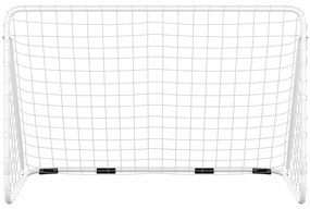 Baliza de futebol com rede 180x90x120 cm aço branco